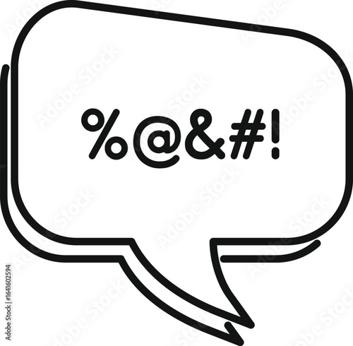 Black outline of a comic speech bubble showing censored vulgarity using symbols such as percent , , and , and