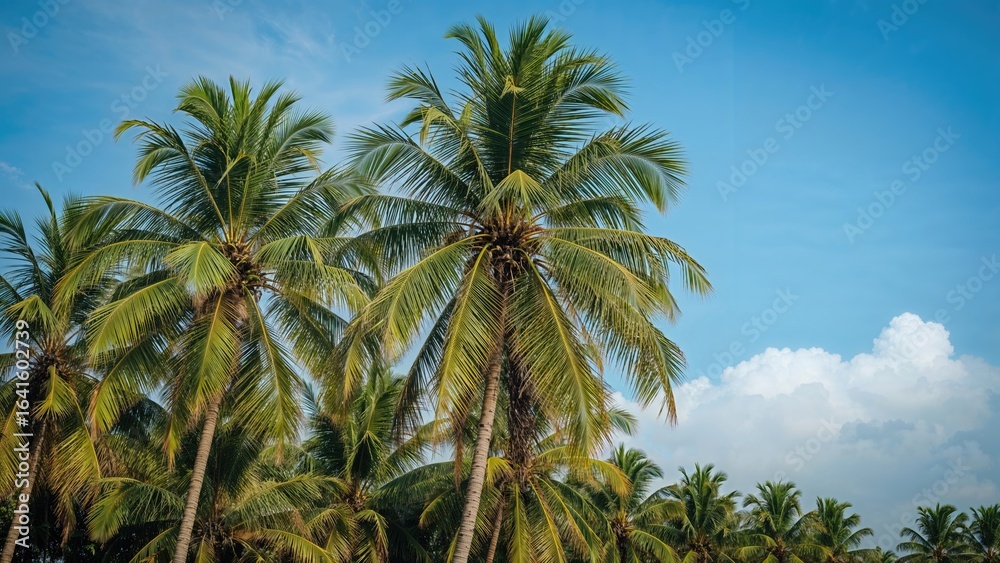 Obraz premium Tropical Scene Featuring Coconut Palms on a Bright Summer Day