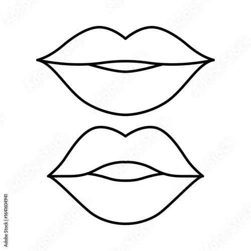 Two different styled kissing lips outline icons.