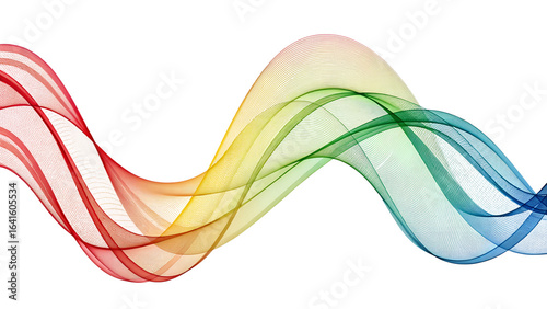 PNG graceful dance of color wave unfolds, featuring intertwined ribbons of vibrant red, green, yellow and cool blue