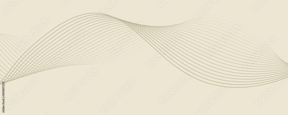 Fototapeta premium Abstract background with lines and waves. Web banner size. Element for design. Vector background for brochure, booklet, flyer, poster. Brown and beige gradient. Coffee, cafe