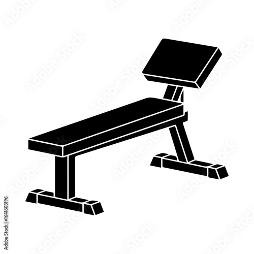 Simple Silhouette Illustration of an Adjustable Weight Bench with Backrest for Fitness Training