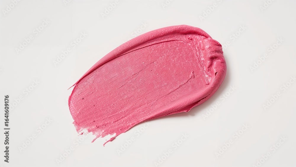 Fototapeta premium Close-up of a pink clay mask spread on a plain white surface