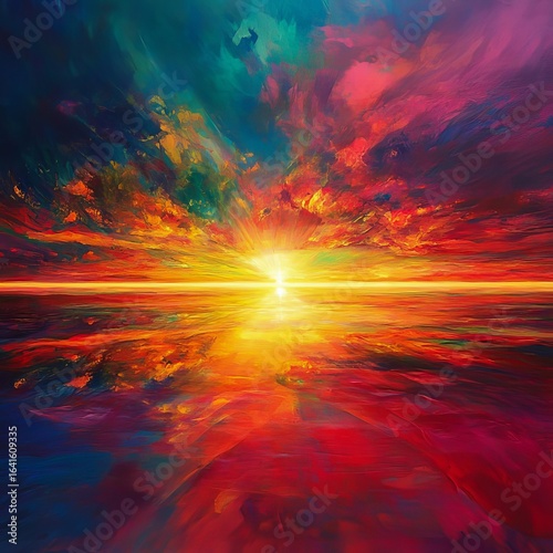 Luminous Horizons III A radiant horizon where abstract colors meet infinite space expansive and inspiring
