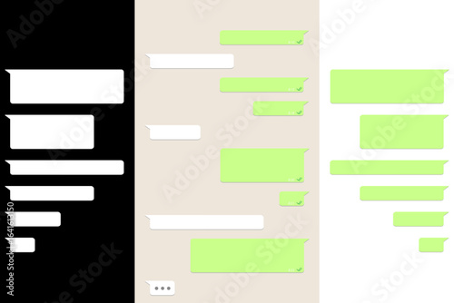 Set message icons, dialogue. Social network chatting window. Social network chatting window green white