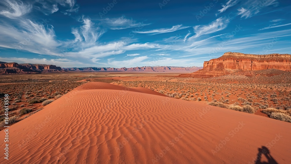 Naklejka premium Top-down shot of amazing fossilized red sand formations in arid terrain