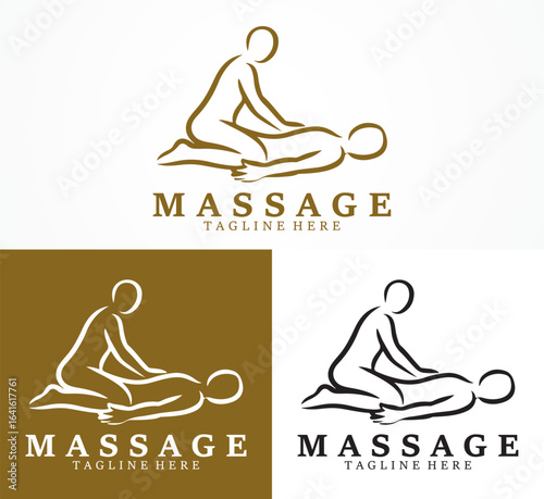 Massage Therapy Logo Design, Spa Wellness Symbol, Relaxation, Healing, Body Care, Professional Branding