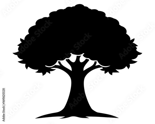 Oak tree with wood texture big-tree nature garden  leaf branch plant icon line airt vactor outline Illustrations on white background