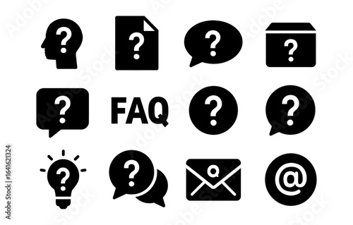 Frequently asked questions icons set: modern collection of question mark symbols