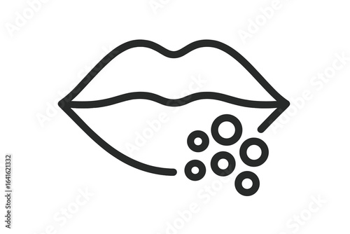 Herpes lips icon, linear outline medical concept, lip infection, virus disease, cold sore, dermatology, mouth rash, healthcare symptom, oral herpes awareness, vector isolated illustration