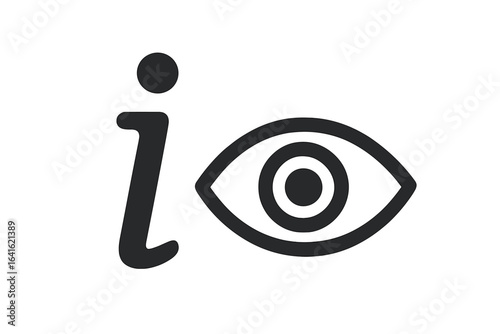 Information icon vector, eye symbol viewing concept, lowercase letter with vision, data insight, knowledge awareness, education, observation, research, transparency, UI element, stock illustration
