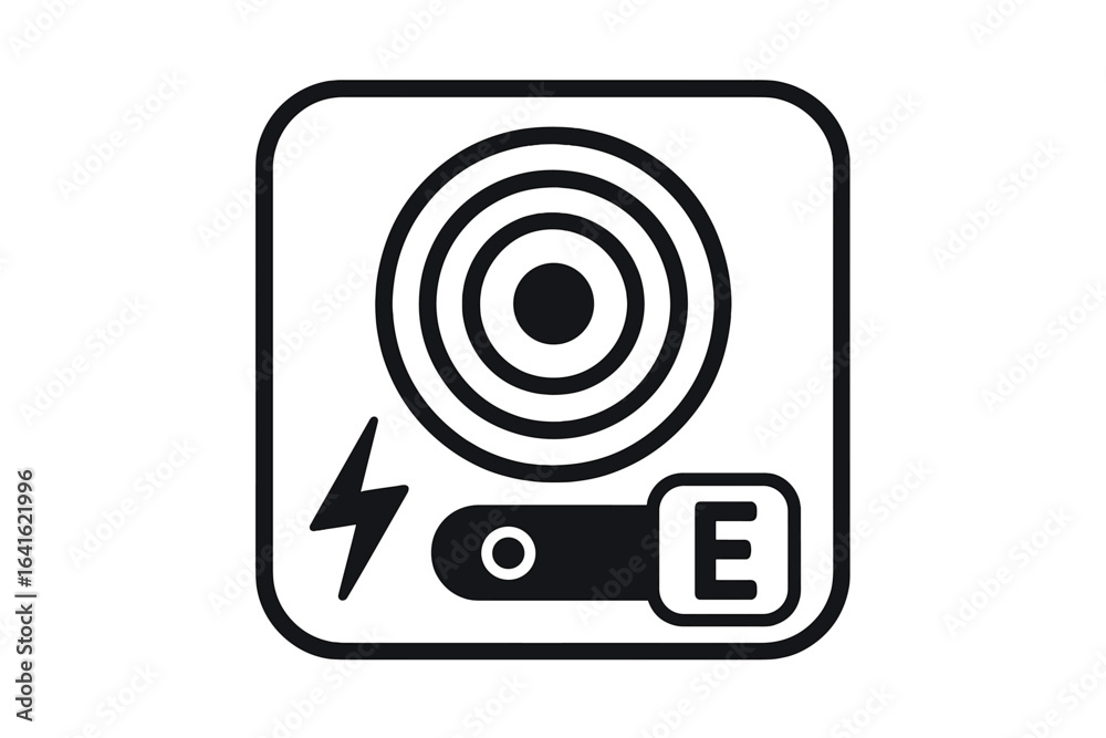 Electric house alarm bell icon, emergency warning sign, vector flat linear design. Home security system symbol, web application button, internet interface, circular siren, safety, smart technology. Electric house alarm bell icon, emergency warning sign, vector flat linear design. Home security system symbol, web application button, internet interface, circular siren, safety, smart technology.