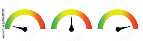 Speedometer vector, icon set. Colorful gradient  speedometer performance indicator sign symbol web design. Internet car speed low, medium and high meter concept. Vector illustration.