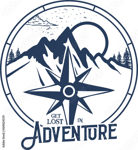Summer mountain adventure line art t shirt design