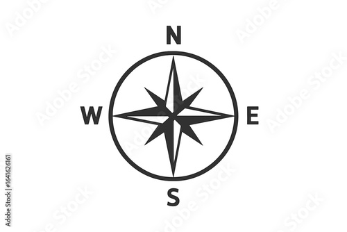 Cardinal points icon compass rose, navigation symbol isolated on white background, vector illustration with north south east west directions, simple design for maps and travel graphics