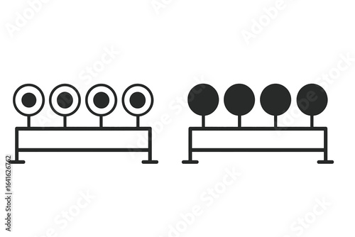 Biathlon target set for winter sports shooting, including open and closed bullseye targets, vector illustration on transparent background, sport accuracy concept, winter athletics gear