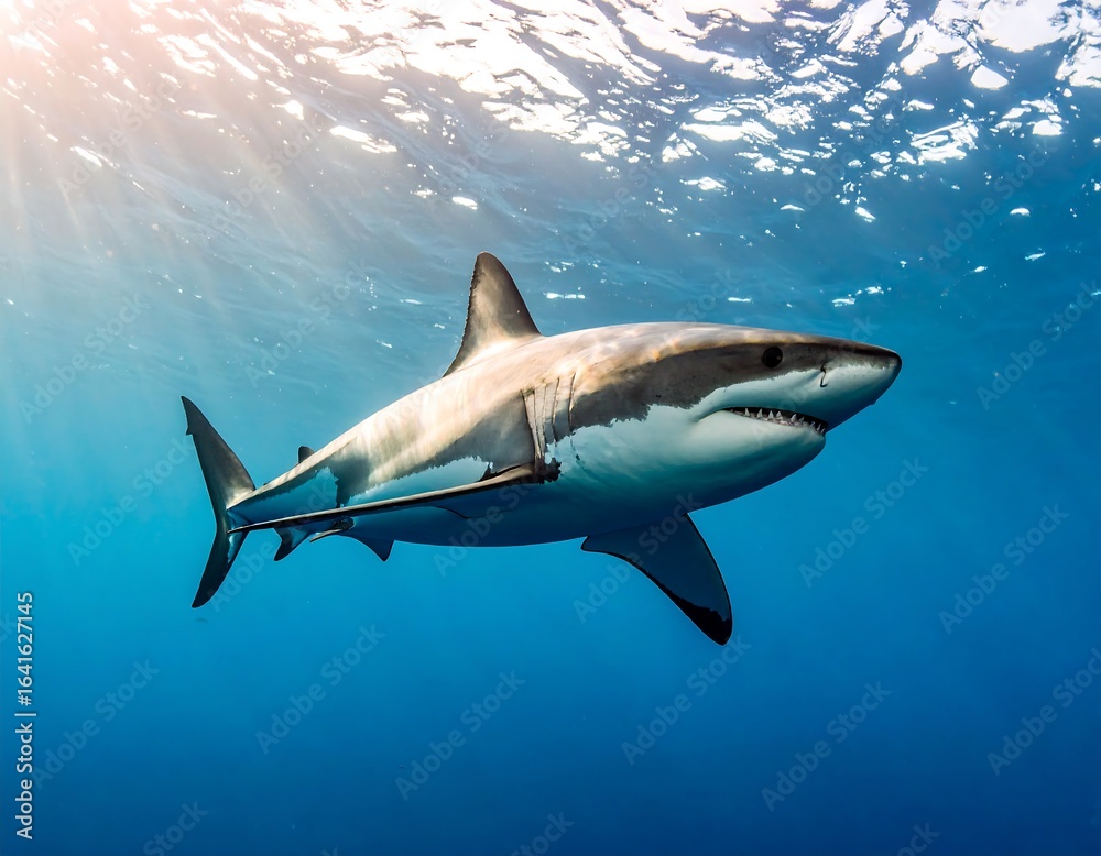 Fototapeta premium Great white shark underwater