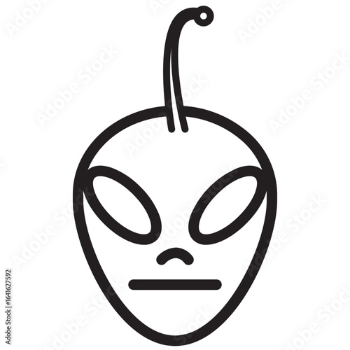 Line icon symbol of a space alien face or head