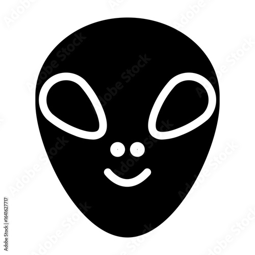Line icon symbol of a space alien face or head