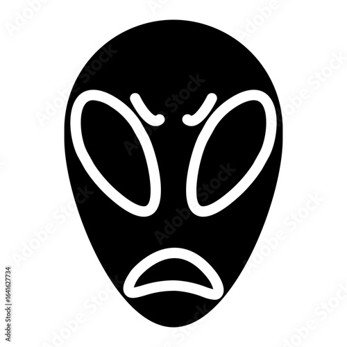 Line icon symbol of a space alien face or head