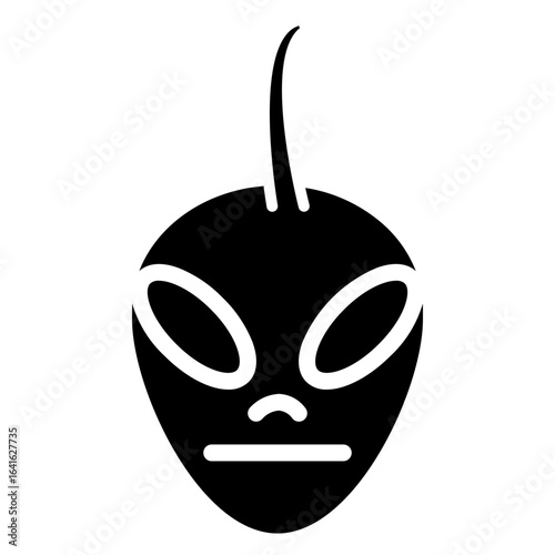 Line icon symbol of a space alien face or head