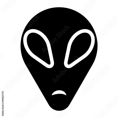 Line icon symbol of a space alien face or head