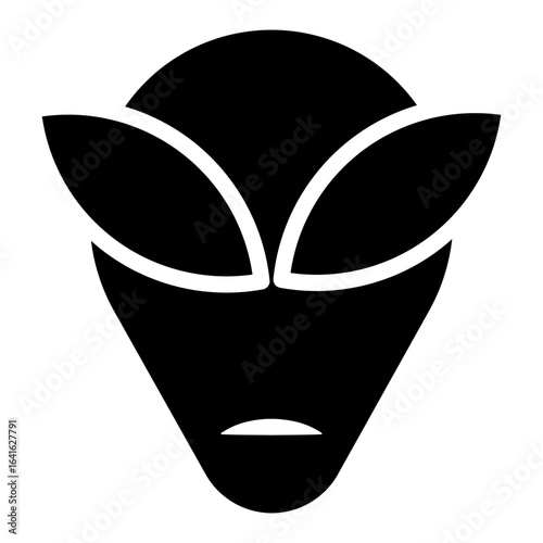 Line icon symbol of a space alien face or head