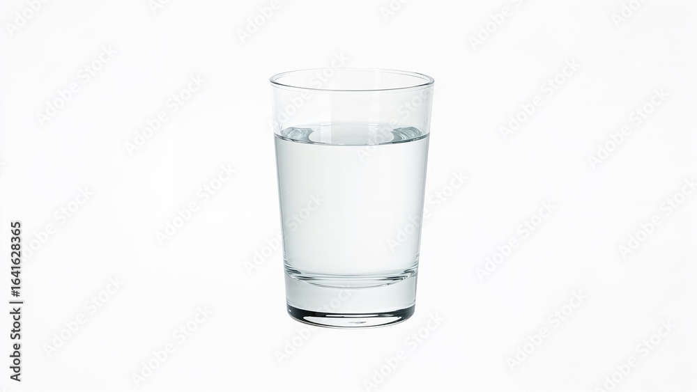 Clear glass filled with fresh drinking water on a white backdrop Clear glass filled with fresh drinking water on a white backdrop