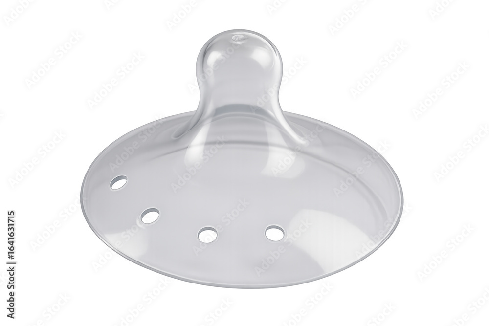 Fototapeta premium Transparent silicone nipple shield resting on a transparent background