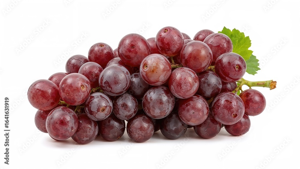 Fototapeta premium Fresh grapes grouped together on a white surface with clipping path