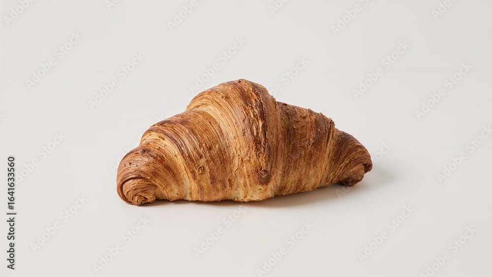 Golden brown croissant presented on a plain white background. Golden brown croissant presented on a plain white background.