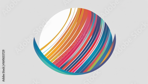 A colorful, abstract design of a circle with a blue line in the middle