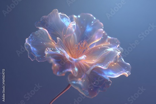 Aurora Bloom translucent flower poster — close view / warm grade