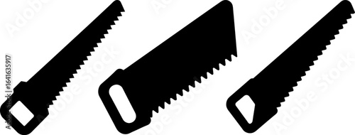 Handsaw black silhouettes set, Set of handsaw, handsaw collection, Vector of handsaw, handsaw silhouette, handsaw isolated on white background