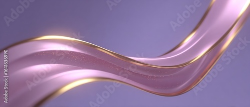 Ribbon Waves metallic abstract — close view / warm grade