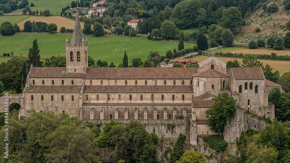 Obraz premium A Trappist monastery situated along a famous pilgrimage path in the Galicia region