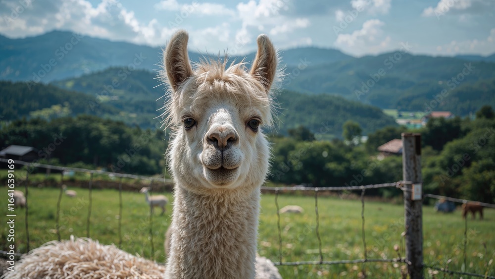 Obraz premium Front View of a Llama