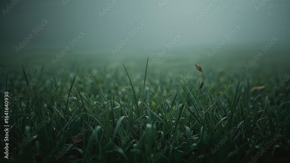 Obraz premium Tiny raindrops resting on fresh grass