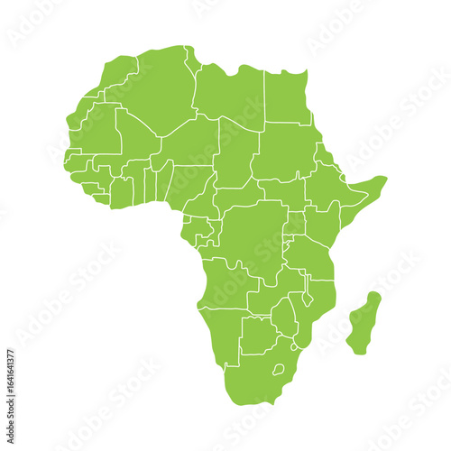 African continent, shape, borders. African countries. Vector illustration. Isolated. Transparent background. Education, tourism, history.
