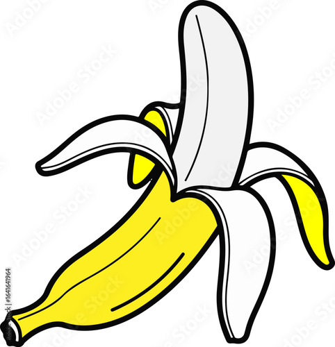 Vector art of peeled ripe banana isolated on white background