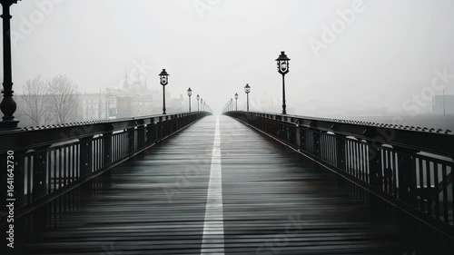 Misty Bridge Path: A Monochromatic Journey