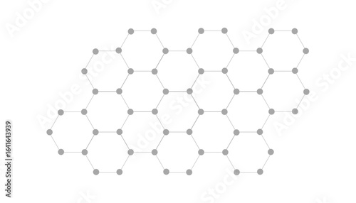 Hexagons pattern on gray background. Genetic research, molecular structure. Chemical engineering. Concept of innovation technology.