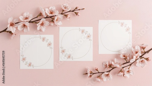 Square white cards adorned ...