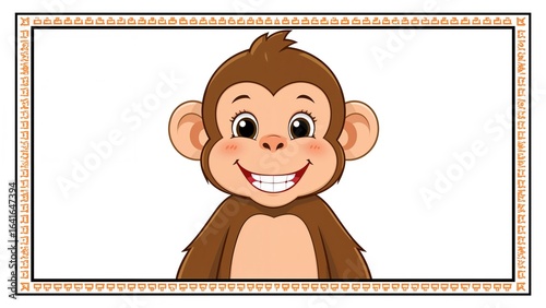 Cute Brown Monkey Vector Ma...
