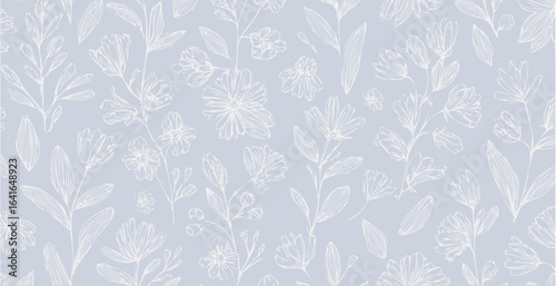 Floral print pattern background in provance style, floral background. Pastel tones vintage style wallpaper in vector.