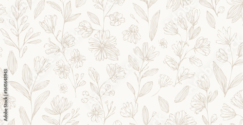 Floral print pattern background in provance style, floral background. Pastel tones vintage style wallpaper in vector.