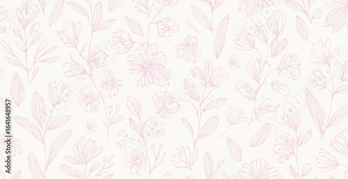 Floral print pattern background in provance style, floral background. Pastel tones vintage style wallpaper in vector.