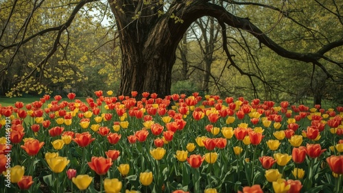 A lively spring landscape s...