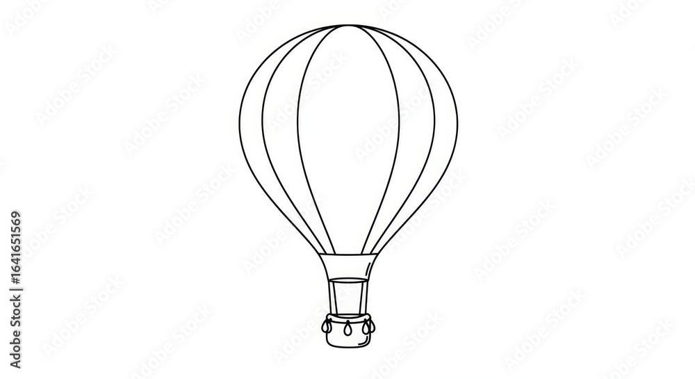 Fototapeta premium Outline illustration of hot air balloon ready for travel, perfect for travel blogs, adventure promotions, and inspiring exploration, ideal for branding