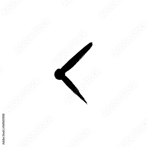Black clock hands pointing to the left on a white background